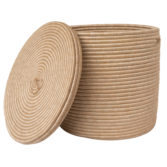 Natural Beige Storage Basket with Lid