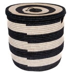 B&W Stripe Storage Basket with Lid