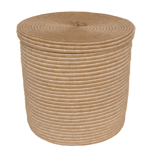 Natural Beige Storage Basket with Lid