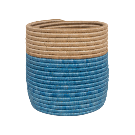 Blue Woven Plant Pot / Storage Basket