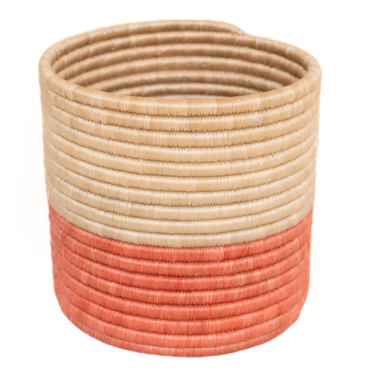 Terracotta and Natural Beige Plant Pot / Woven Storage Basket
