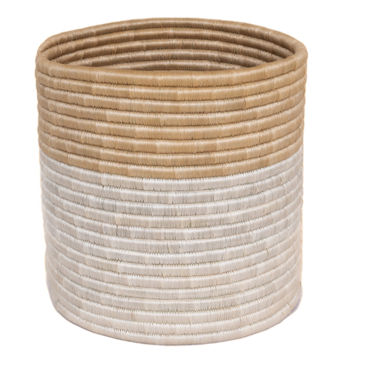 White and Natural Beige Plant Pot / Storage Basket