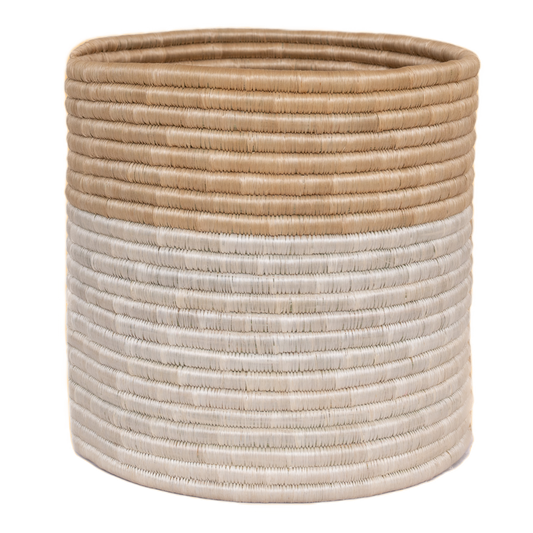 White and Natural Beige Plant Pot / Storage Basket