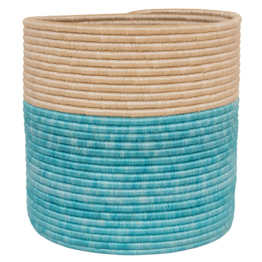 Teal Woven Plant Pot / Storage Basket