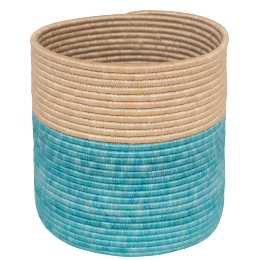 Teal Woven Plant Pot / Storage Basket